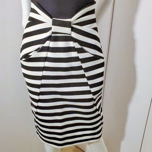 Gracia | Striped Bow Waist Pencil Skirt |Size Small
